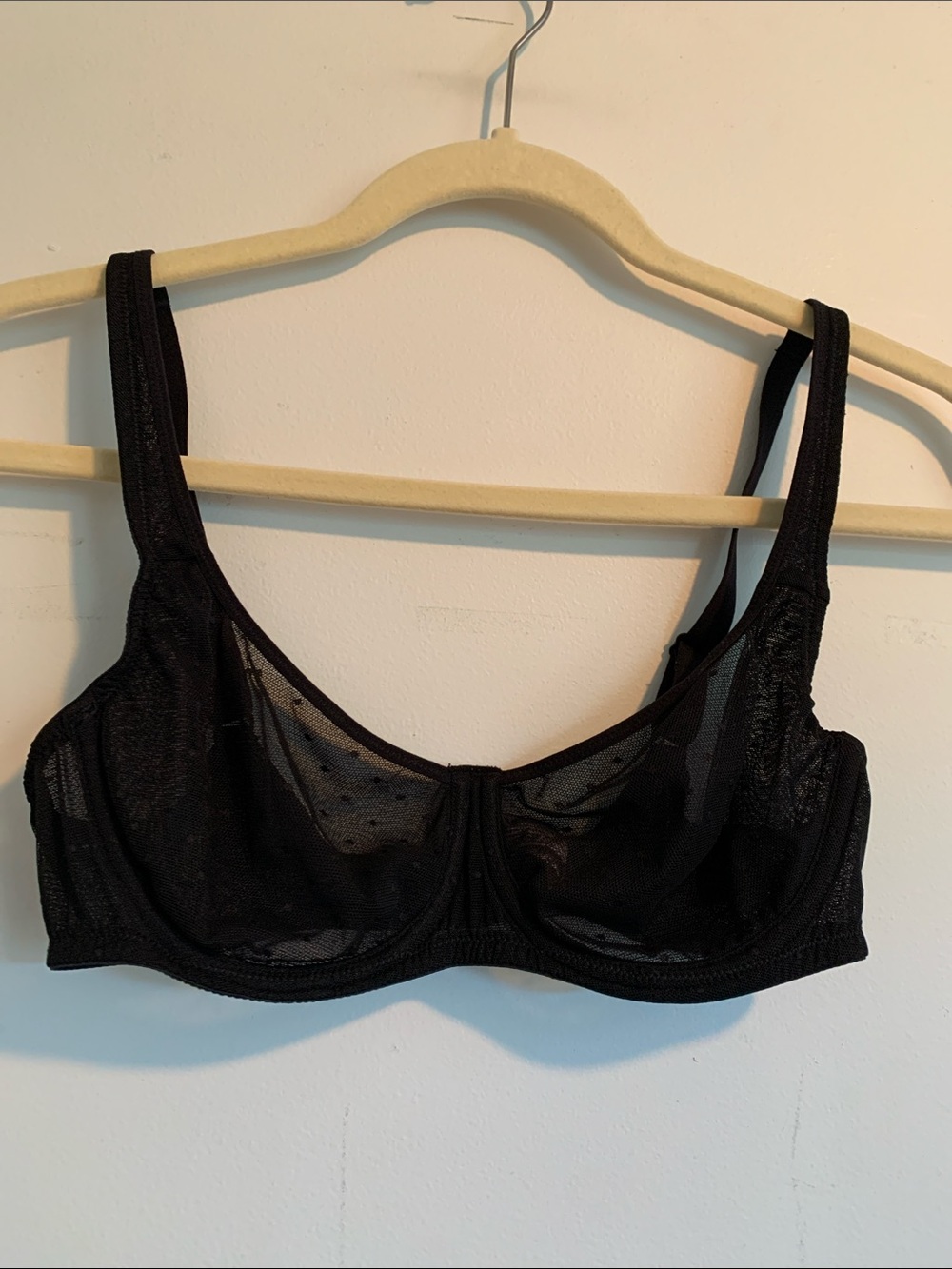 DOBREVA Women's Demi Bra Mesh Unlined Seamless Everyday Dotted Mesh
